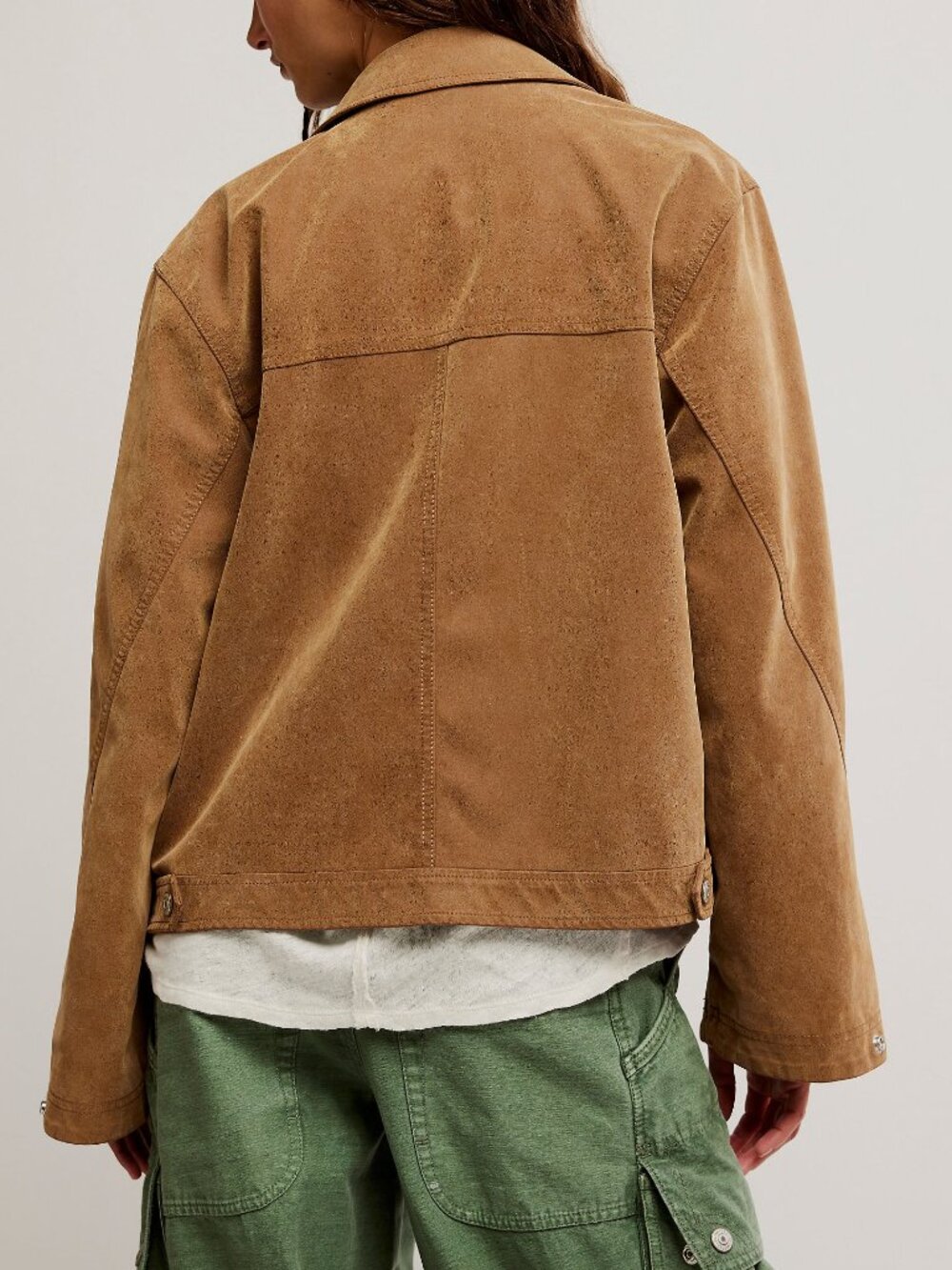 Free People Suede Leather Jacket in Camel Brown - Picture 3 of 11
